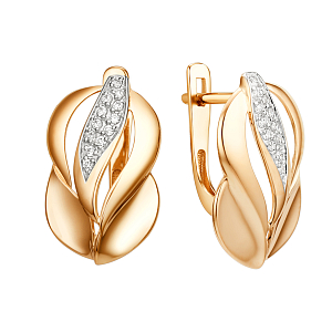 Серьги из красного золота с фианитами