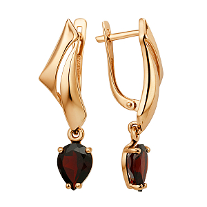 Серьги из красного золота с гранатами