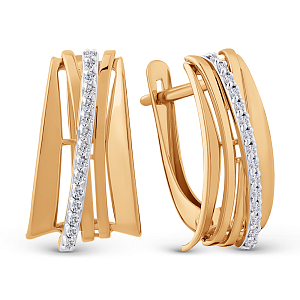 Серьги из красного золота с фианитами