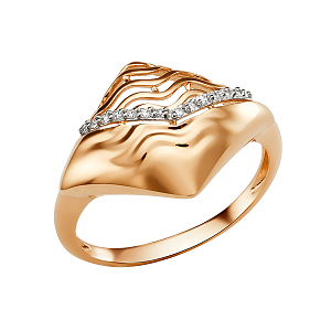 Кольцо из красного золота с фианитами