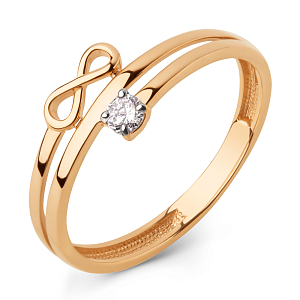 Кольцо из красного золота с фианитом