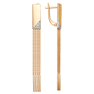 Серьги из красного золота с фианитами