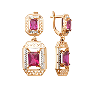 Серьги из красного золота с корундами