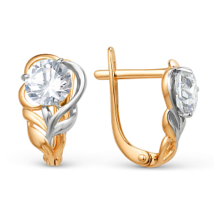 Серьги из красного золота с фианитами