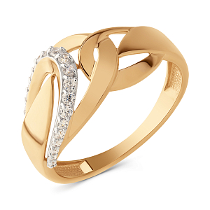 Кольцо из красного золота с фианитами