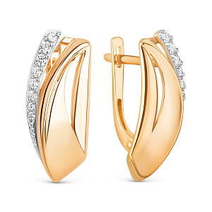 Серьги из красного золота с фианитами