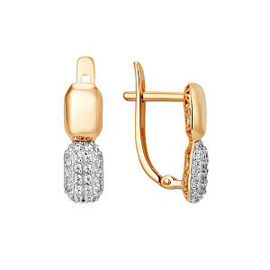 Серьги из красного золота с фианитами