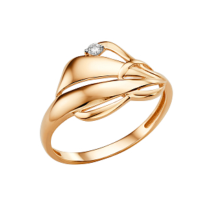 Кольцо из красного золота с фианитом