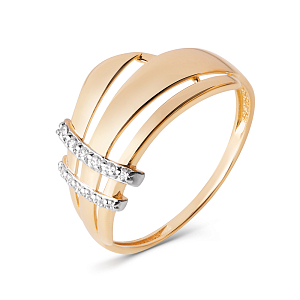 Кольцо из красного золота с фианитами