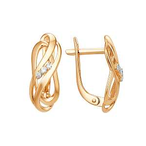 Серьги из красного золота с фианитами