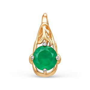 Подвеска из красного золота с зеленым агатом