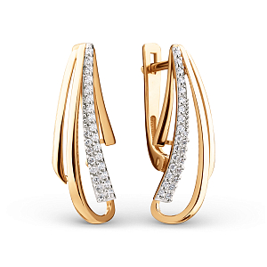 Серьги из красного золота с фианитами