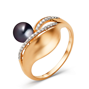 Кольцо из красного золота с фианитами