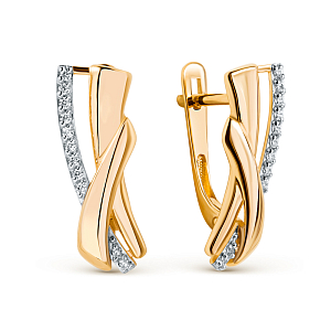 Серьги из красного золота с фианитами