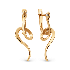 Серьги из красного золота с фианитами