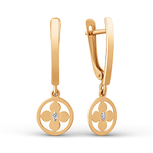 Серьги из красного золота с фианитами