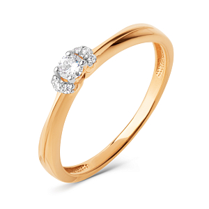 Кольцо из красного золота с фианитами