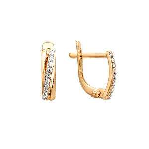 Серьги из красного золота с фианитами