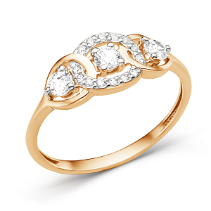 Кольцо из красного золота с фианитами