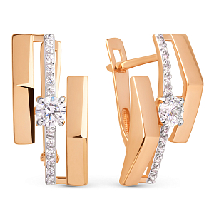 Серьги из красного золота с фианитами