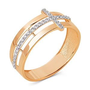 Кольцо из красного золота с фианитами