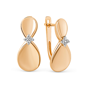 Серьги из красного золота с фианитами