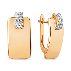 Серьги из красного золота с фианитами