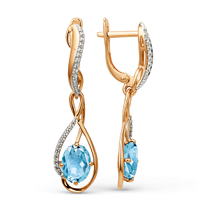 Серьги из красного золота с топазами