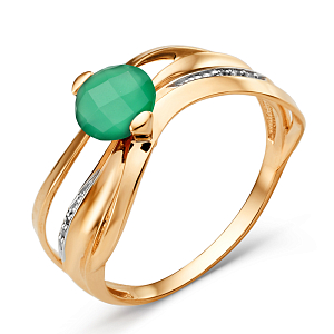 Кольцо из красного золота с ониксом зеленым