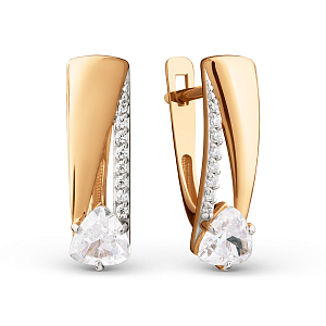 Серьги из красного золота с фианитами