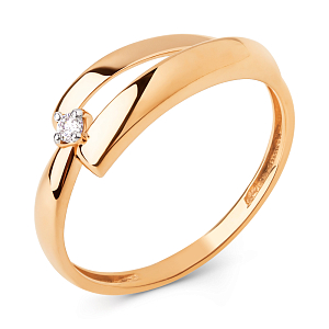 Кольцо из красного золота с фианитом