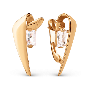 Серьги из красного золота с фианитами