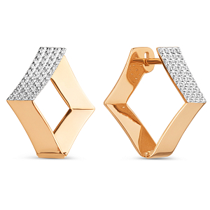 Серьги из красного золота с фианитами