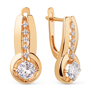 Серьги из красного золота с фианитами