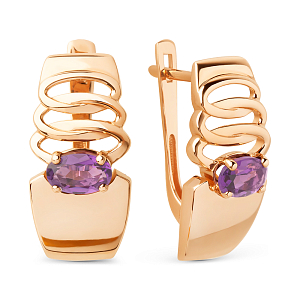 Серьги из красного золота с аметистами