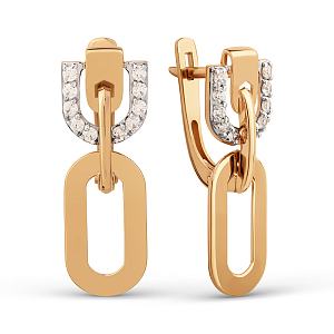 Серьги из красного золота с фианитами