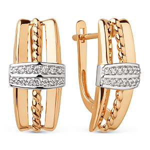 Серьги из красного золота с фианитами