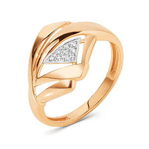 Кольцо из красного золота с фианитами