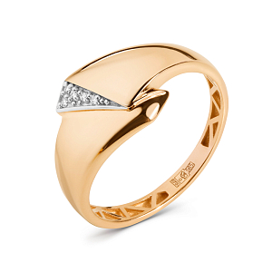 Кольцо из красного золота с фианитами