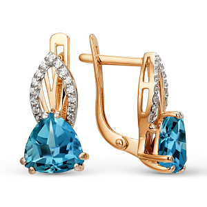 Серьги из красного золота с лондон топазами