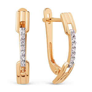 Серьги из красного золота с фианитами