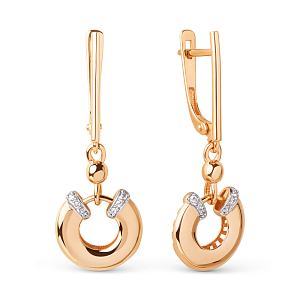 Серьги из красного золота с фианитами