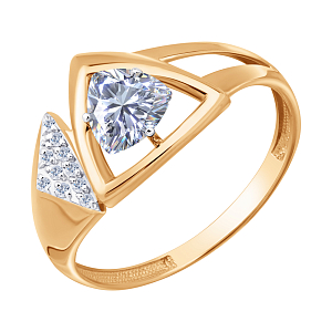 Кольцо из красного золота с фианитами