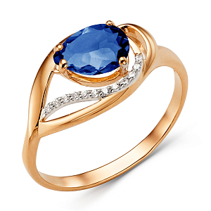 Кольцо из красного золота с корундом