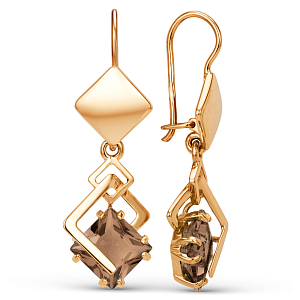 Серьги из красного золота с раухтопазами