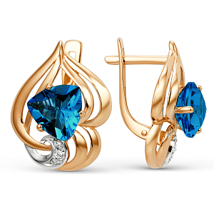 Серьги из красного золота с лондон топазами