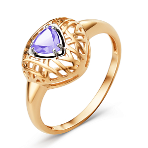 Кольцо из красного золота с аметистом