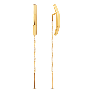 Серьги продевки из желтого золота