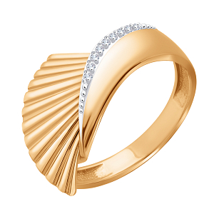 Кольцо из красного золота с фианитами