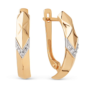 Серьги из красного золота с фианитами